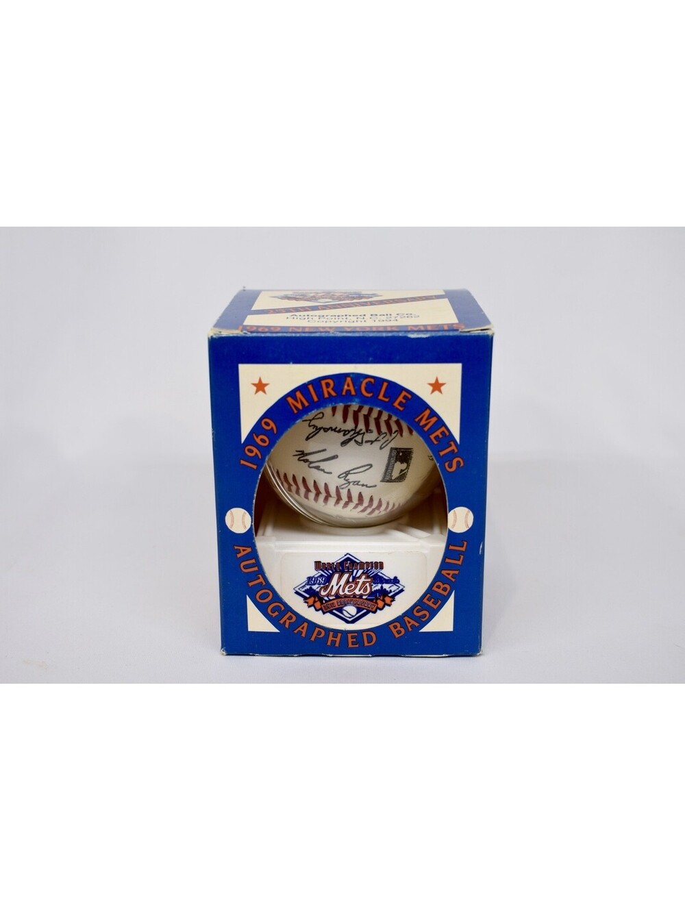 1969 Signed New York Miracle Mets World Champion 25th Anniv Baseball Nolan Ryan